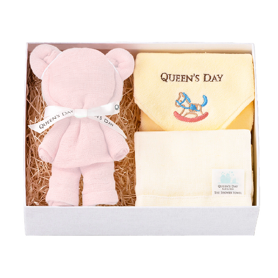 シャワータオル2枚(内1体 ベア仕様)+ハンドタオルセット BASIC BOX(M)